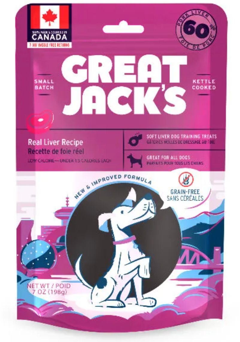 Gâteries sans grain au Foie Great Jacks pour chien