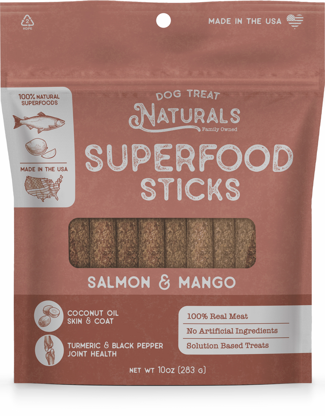 Bâtonnets Superfood au Saumon et à la Mangue, 10oz - Dog Treat Naturals